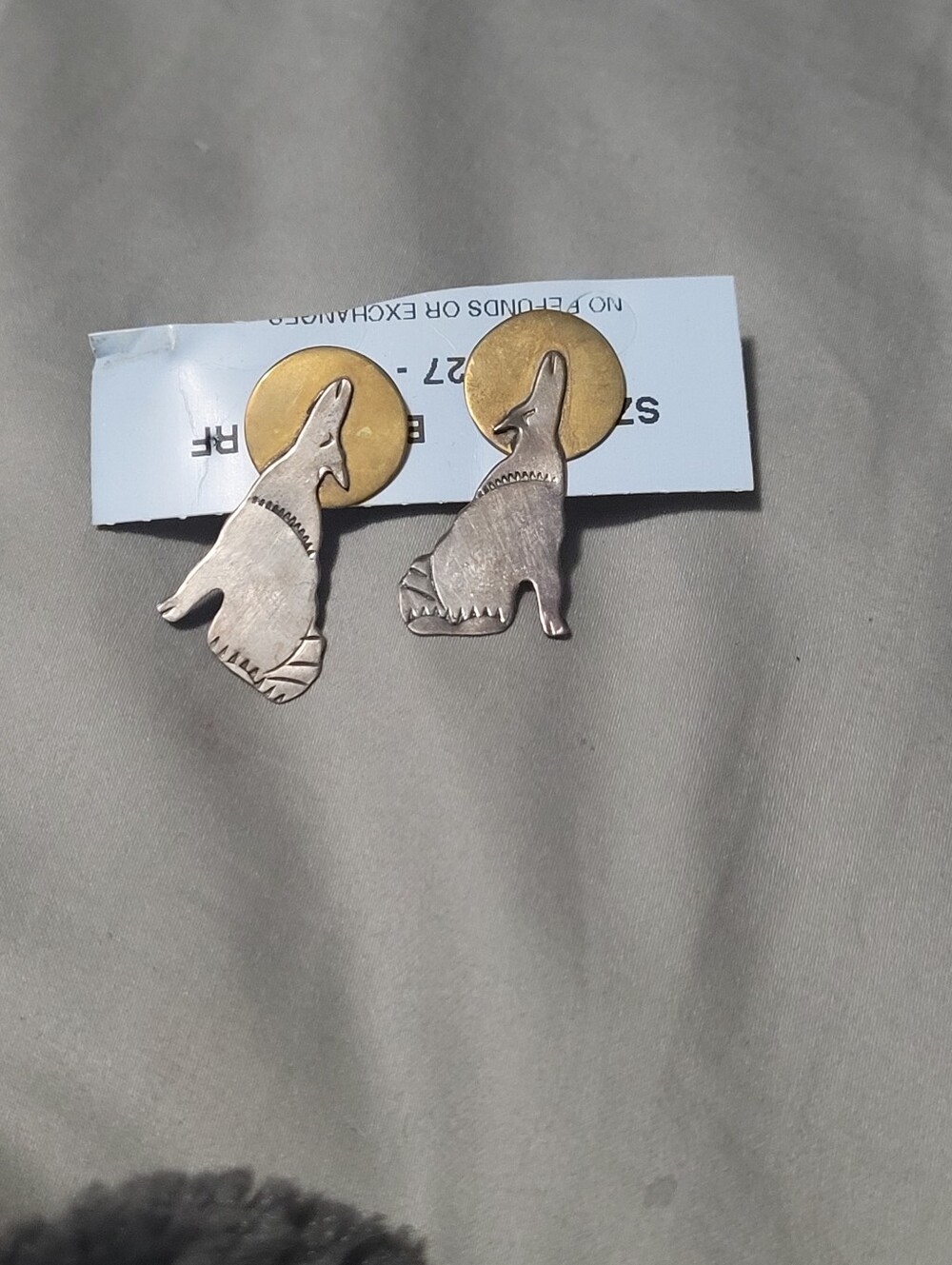 Sterling Silver and Bronze Howling Wolf Earrings